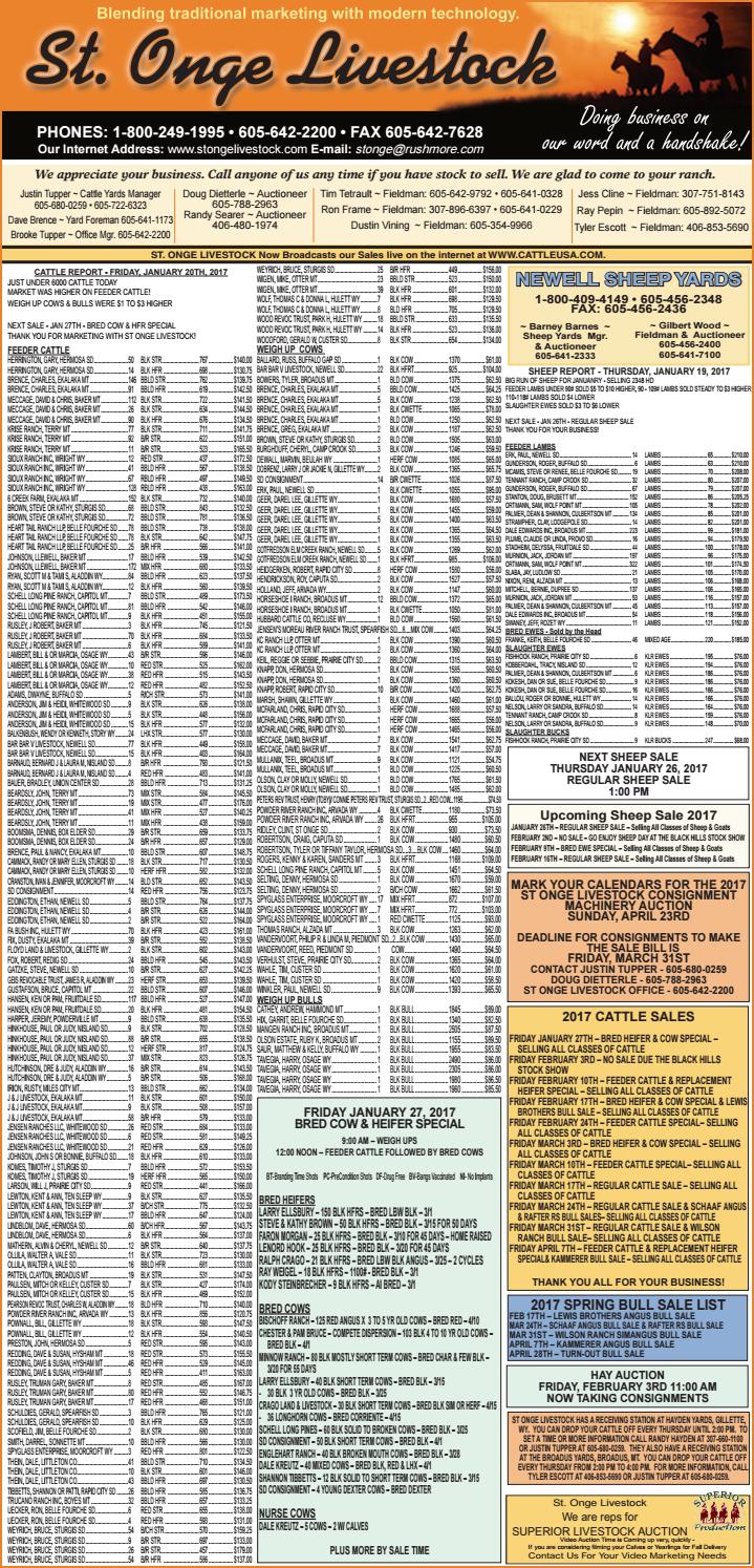 St. Onge Livestock Market Report 1.23.17 by TriState Livestock News