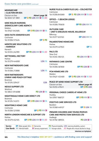 Essex and SouthendonSea Care Services Directory 2017 by Care Choices