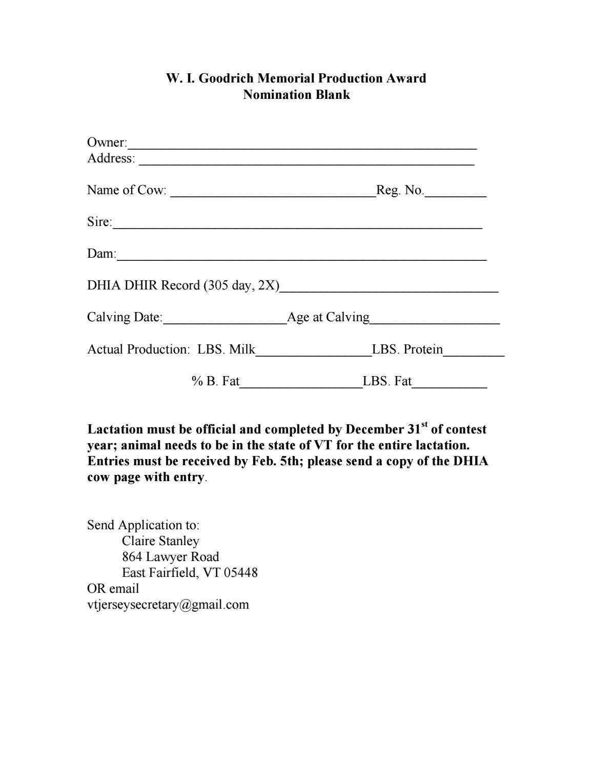 Goodrich Memorial Production Award Application by Claire Stanley Issuu