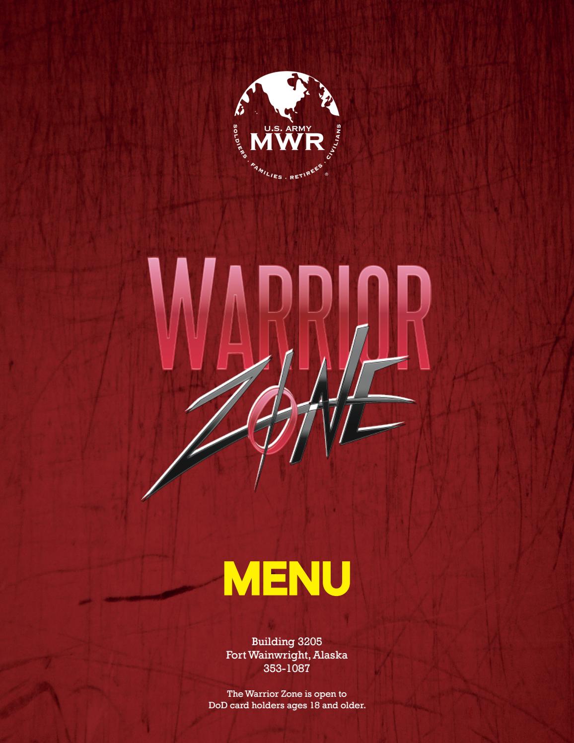 Warrior Zone Menu by Wainwright MWR Issuu