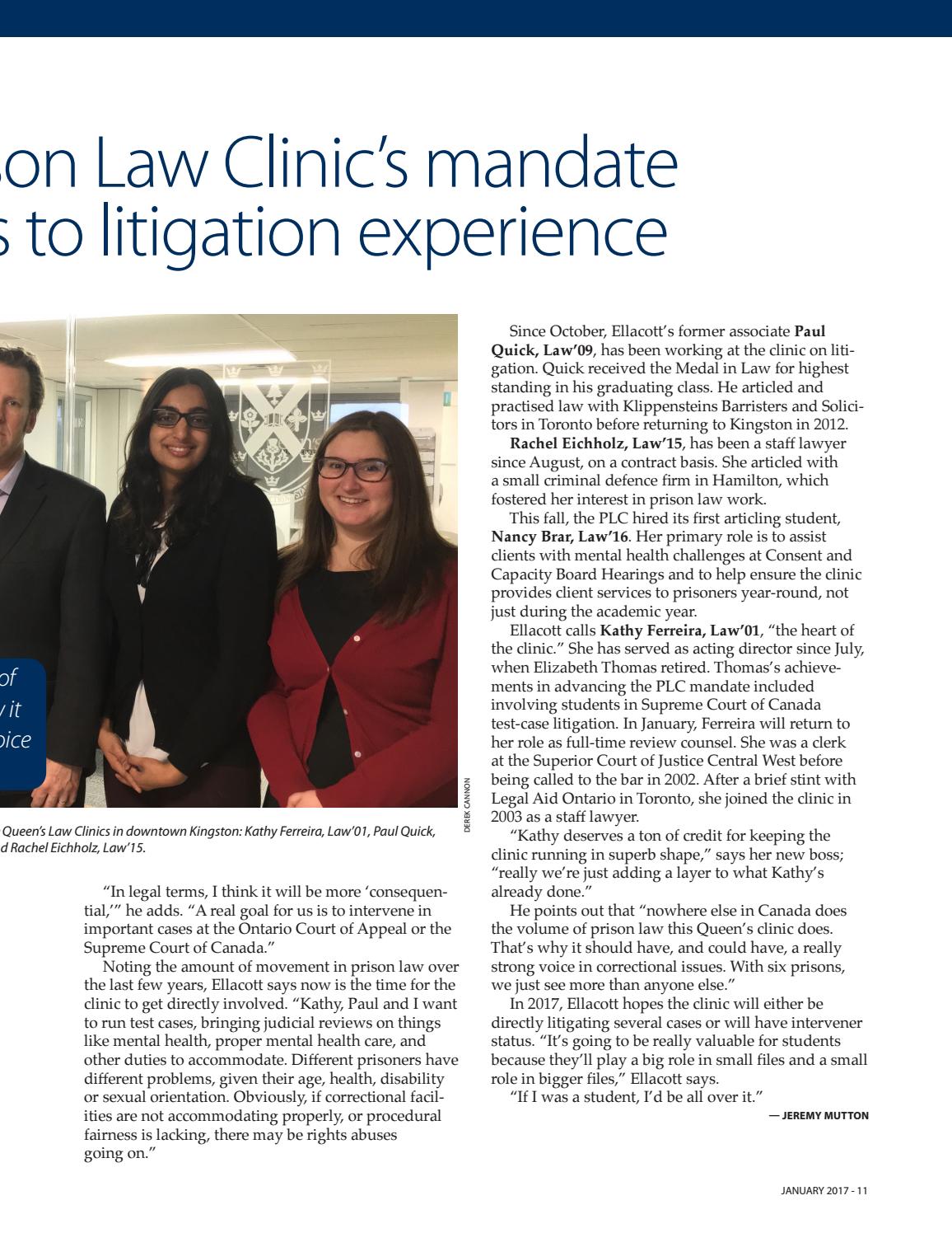 Queen's Law Reports Online January 2017 by Queen's University Faculty
