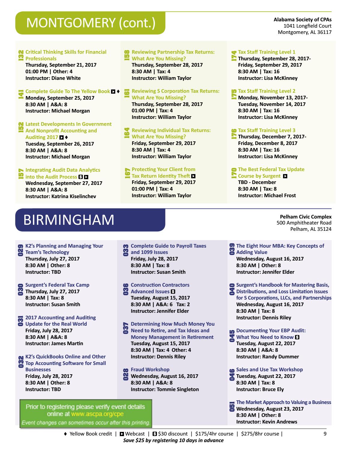 Alabama Society of CPAs 2017 CPE Catalog by Alabama Society of CPAs Issuu