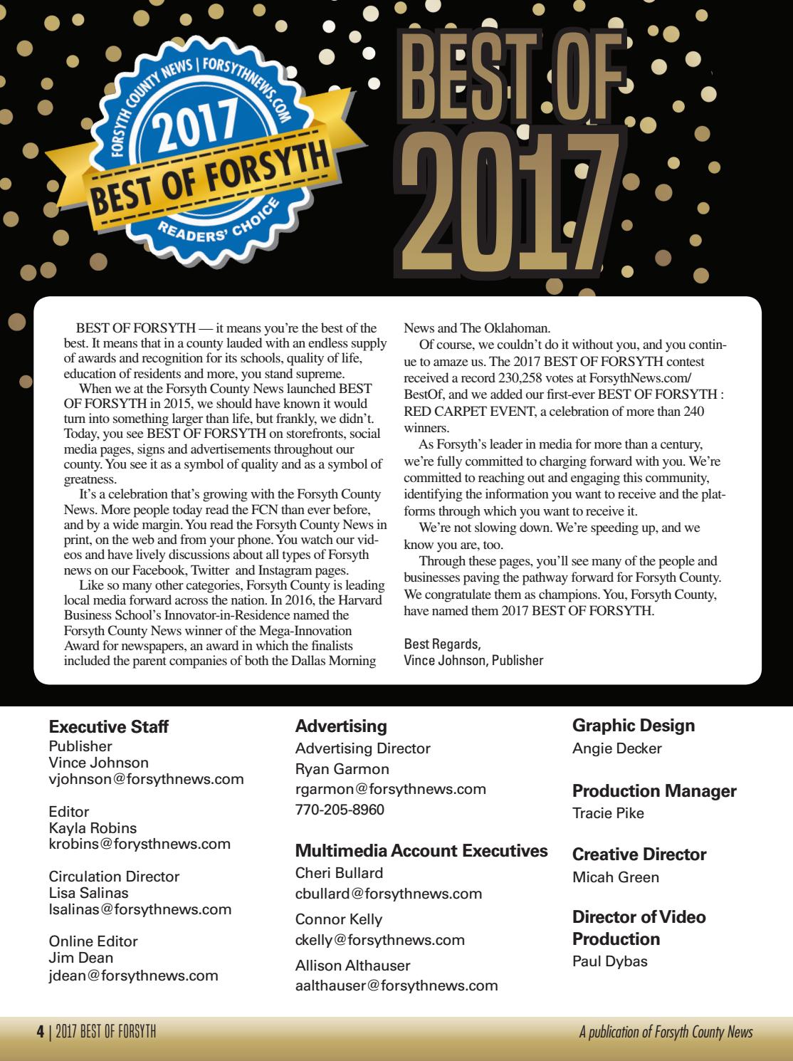 2017 Best Of Forsyth by Forsyth County News Issuu