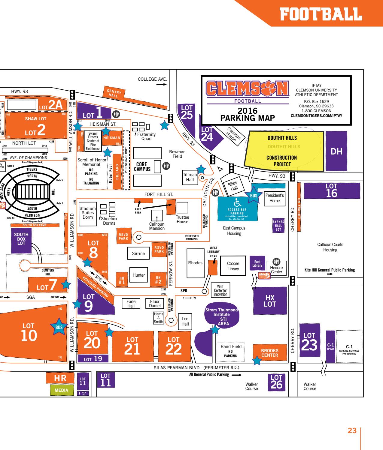 Clemson Football Parking Lot Map