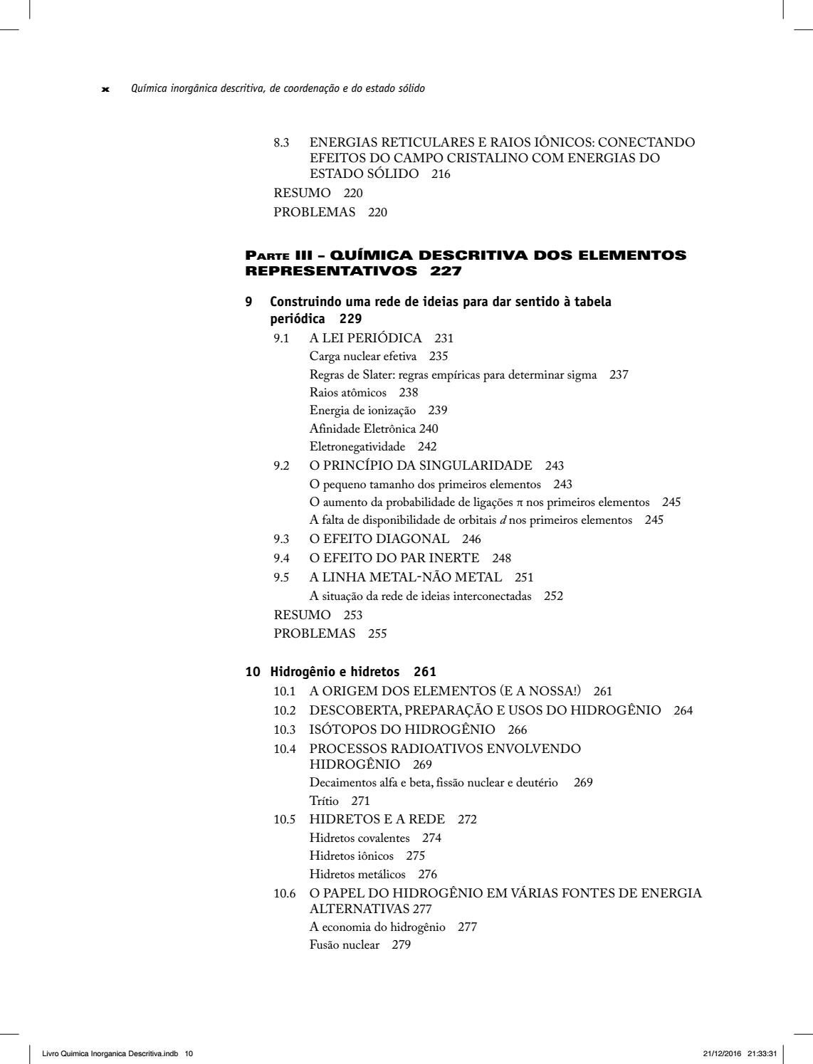 Química Inorgânica Descritiva, de Coordenação e do Estado