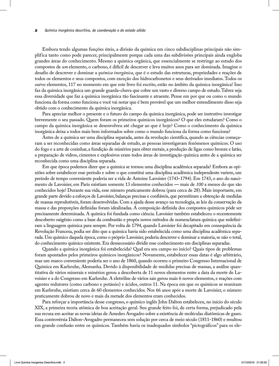 Química Inorgânica Descritiva, de Coordenação e do Estado