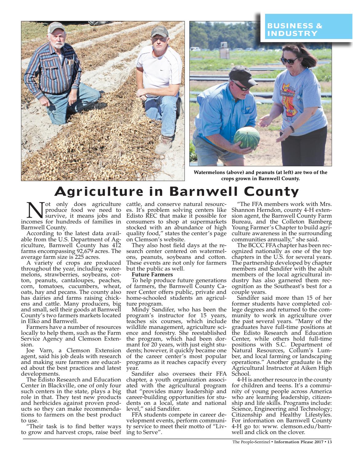 Barnwell County Information Please 2017 by The PeopleSentinel Issuu
