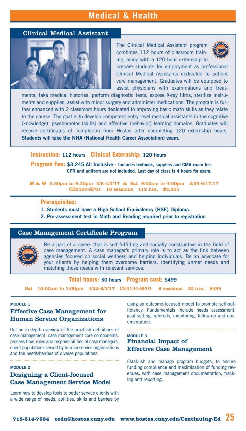 Spring 2017 Continuing Education Catalog by Hostos Community College