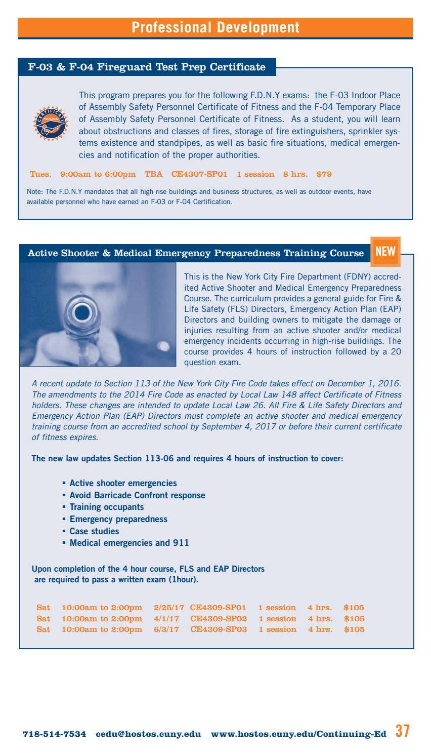 Spring 2017 Continuing Education Catalog by Hostos Community College