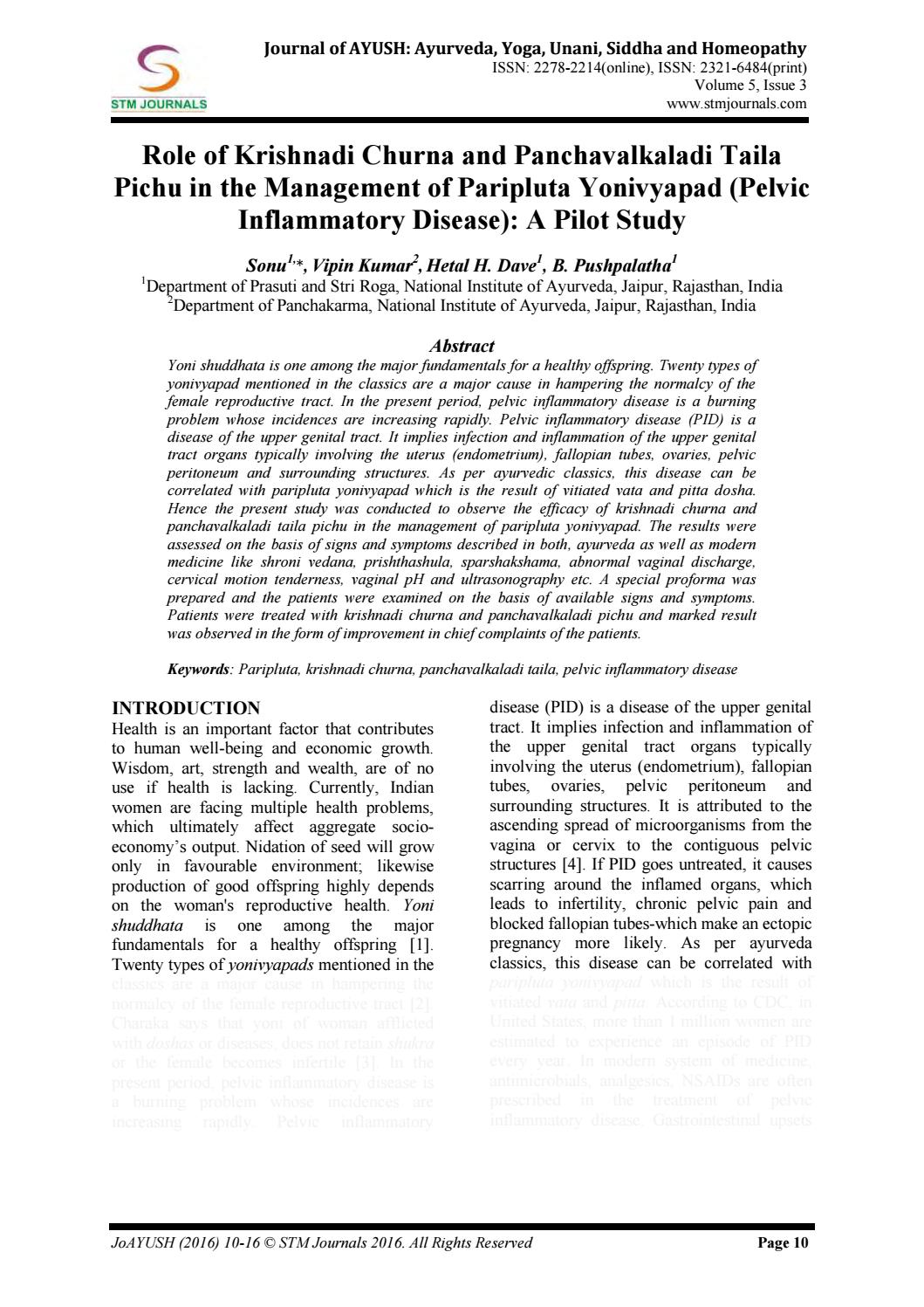 Journal of Ayush Ayurveda Yoga, Unani Siddha and Homeopathy vol 5 issue 3 by STM Journals Issuu