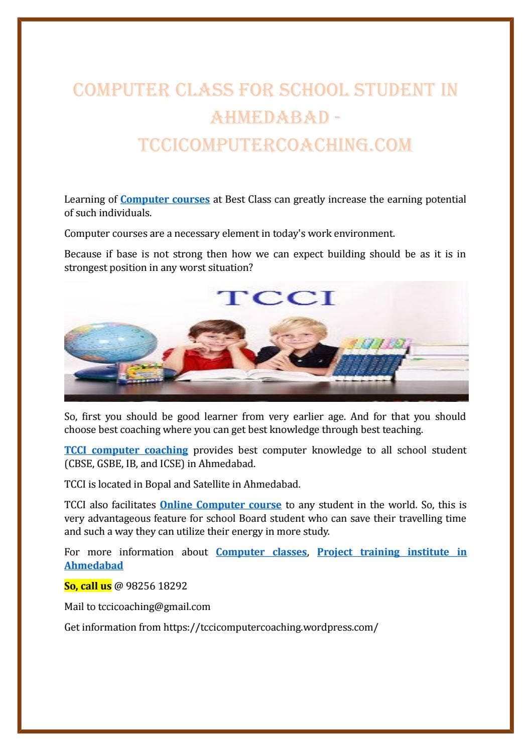Computer class for school student in ahmedabad tccicomputercoaching com ...