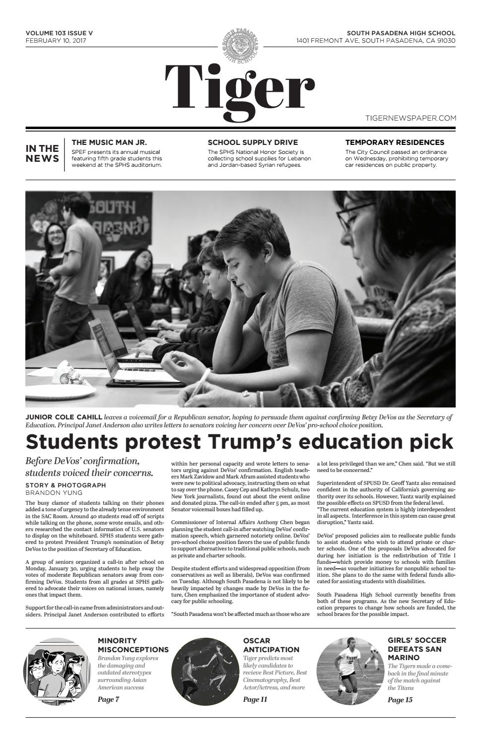 Devos Says Federal Idea Mandates Piled >> Tiger Newspaper February 2017 By Tiger Newspaper Issuu Devos Says Federal Idea Mandates Piled >> Tiger Newspaper February 2017 By Tiger Newspaper Issuu