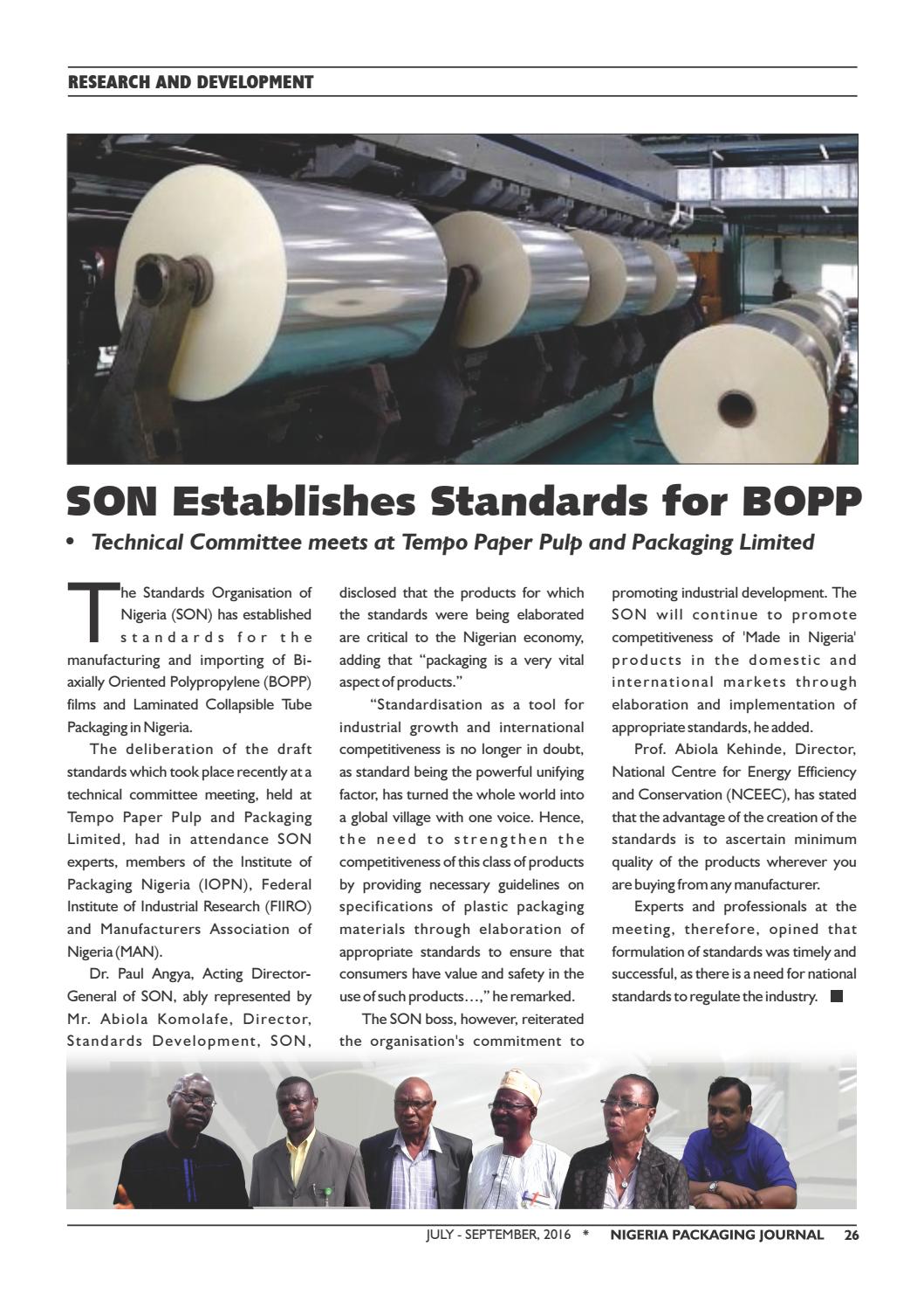 Nigeria packaging Journal Issue 6 July September 2016 by Nigeria