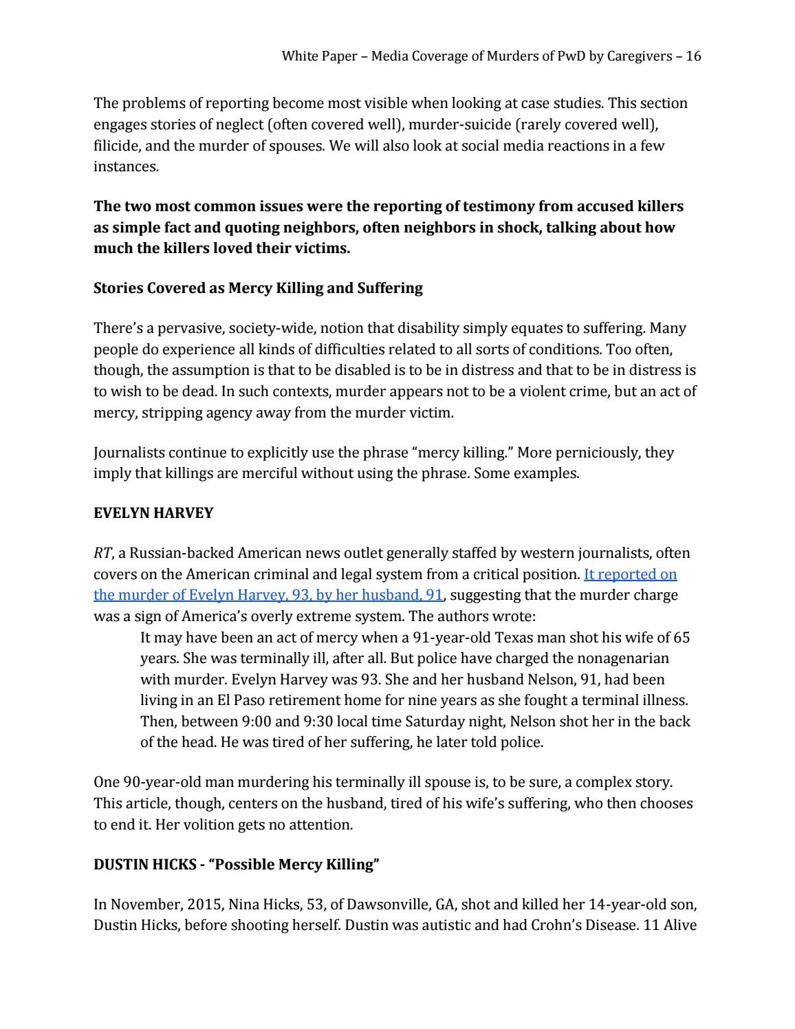 Reflection on Mercy Killing Essay - Words