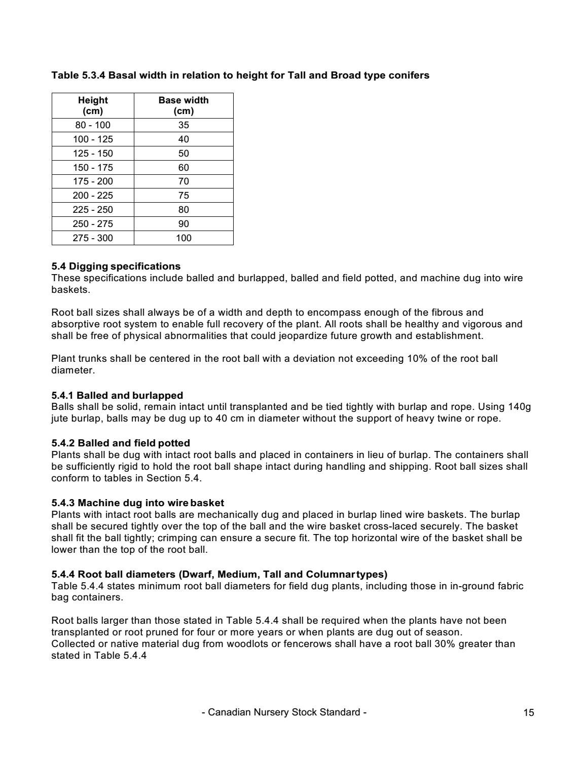Canadian Nursery Stock Standard (9th ed) by Canadian Nursery Landscape