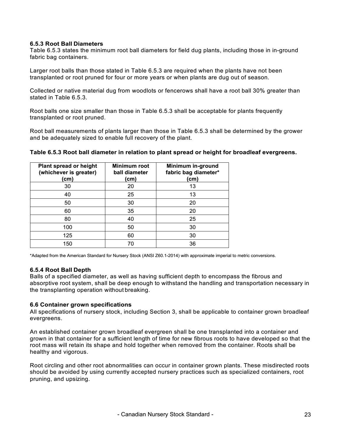 Canadian Nursery Stock Standard (9th ed) by Canadian Nursery Landscape