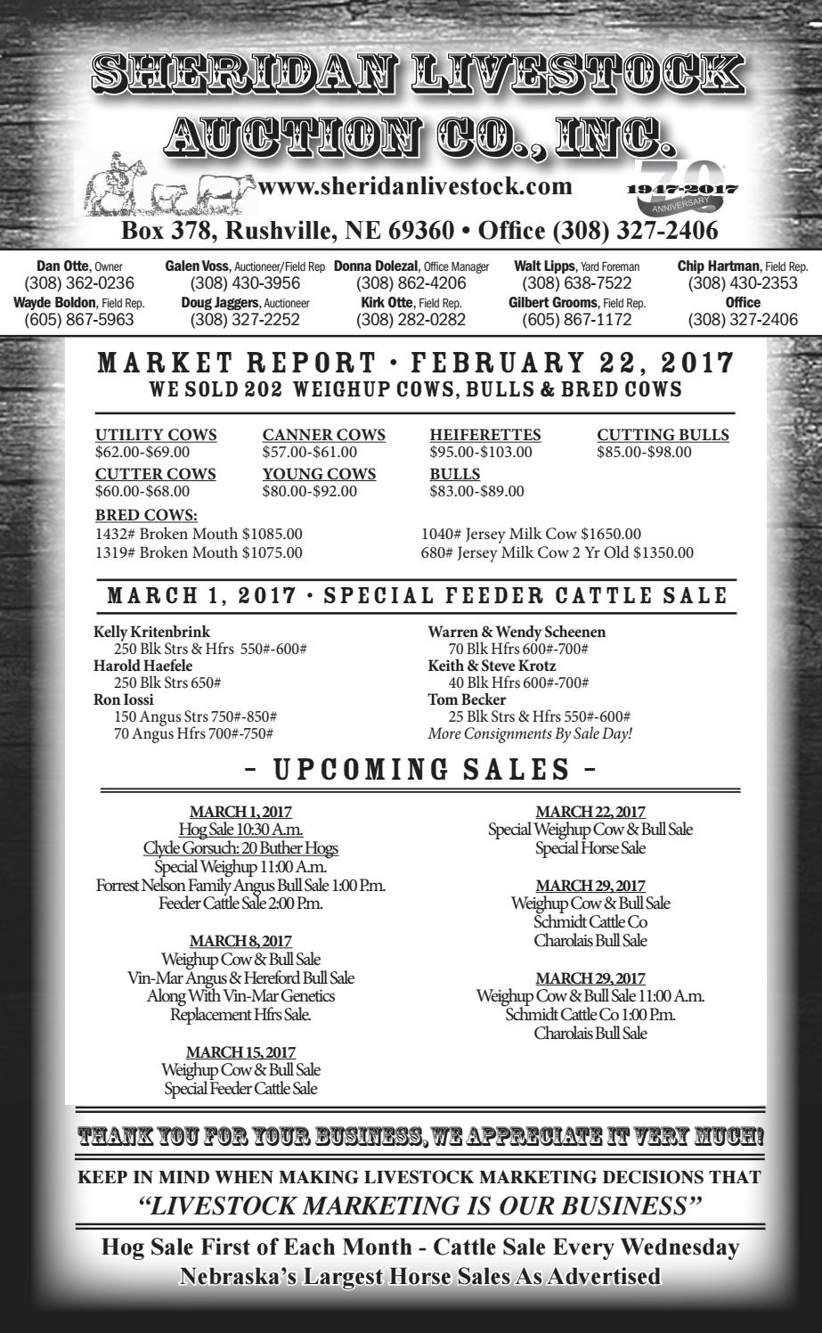 Sheridan Livestock Auction Co. Market Report 2.28.17 by TriState