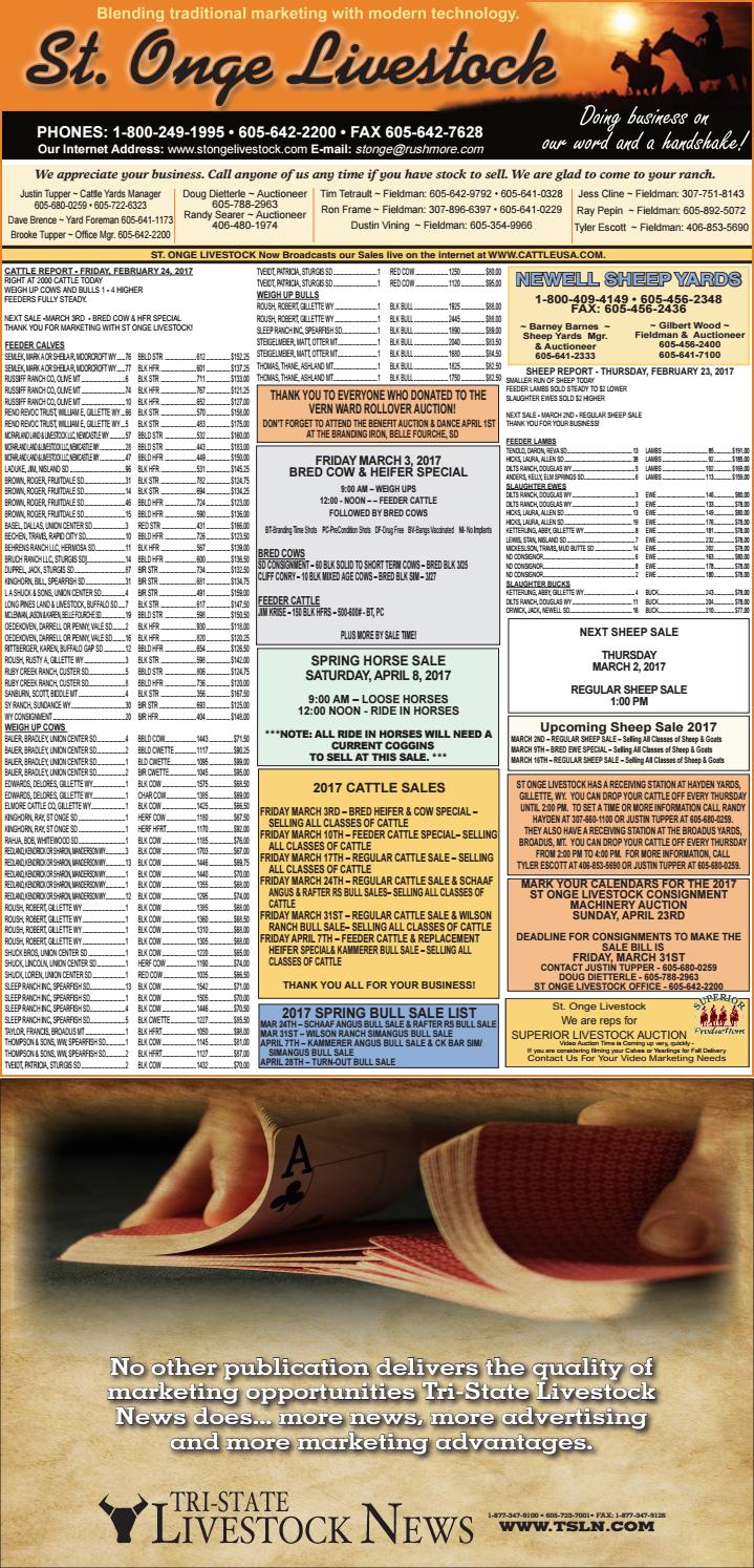 St. Onge Livestock Market Report 2.28.17 by TriState Livestock News