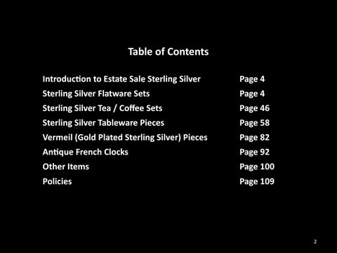 Estate Sale Sterling Silver Luxurious Living Inventory 家具目录 第 2 页