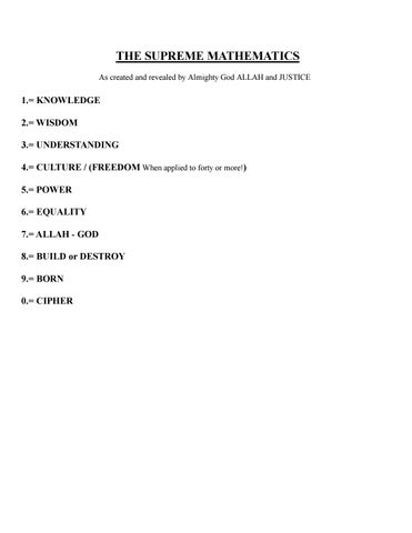 The Supreme Mathematics By Universal A Allah Issuu