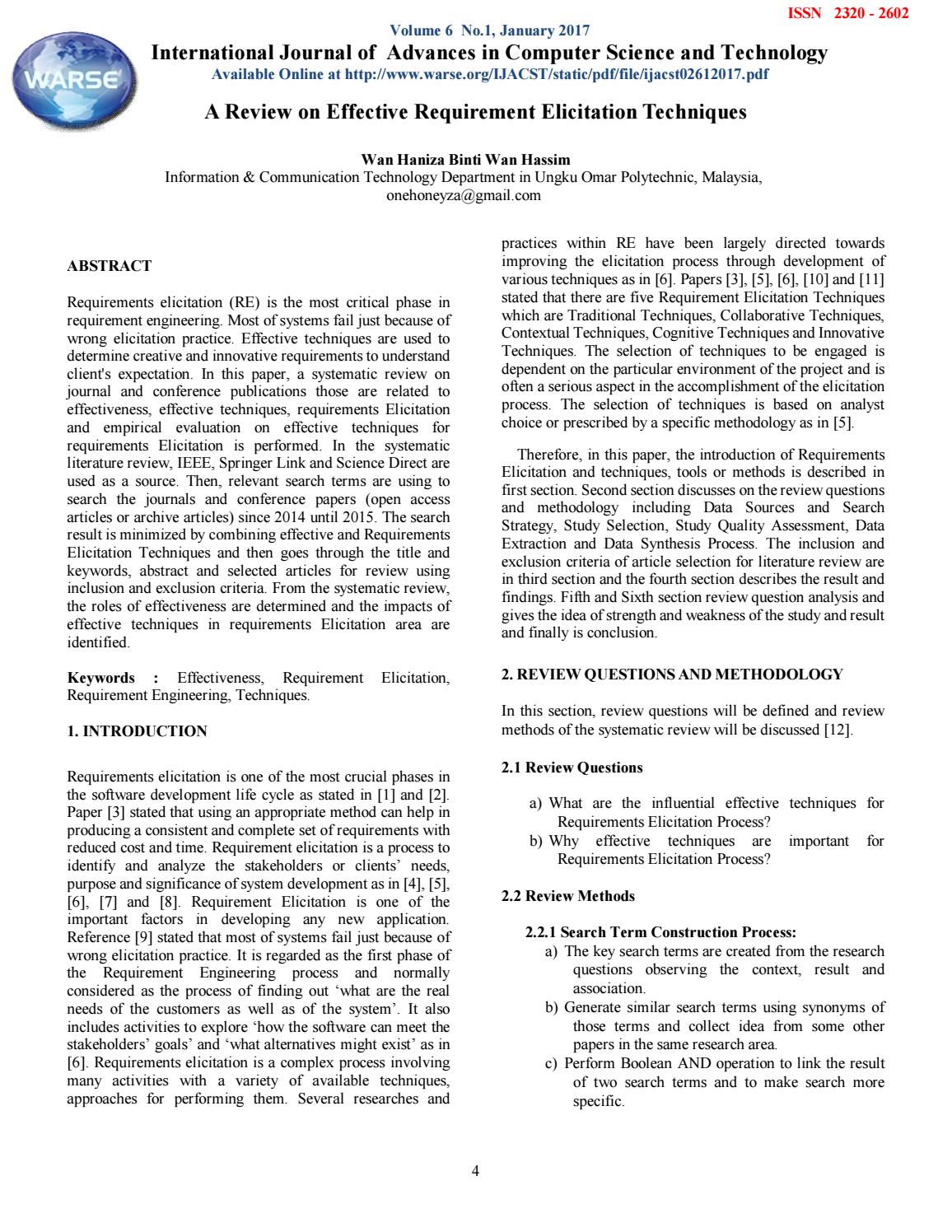 requirements elicitation techniques