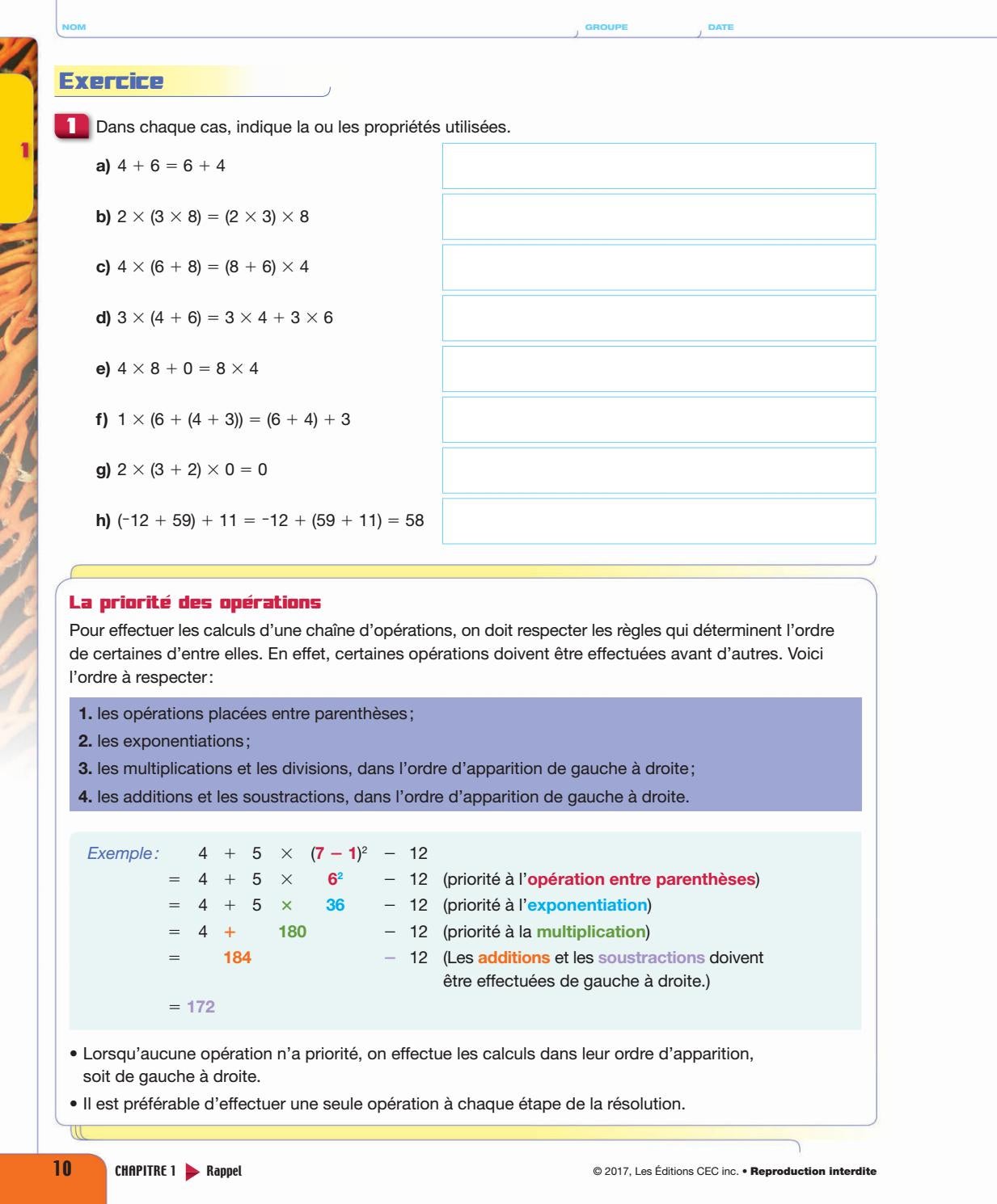 Point De Mire Secondaire 2 Corrigé Chapitre 2