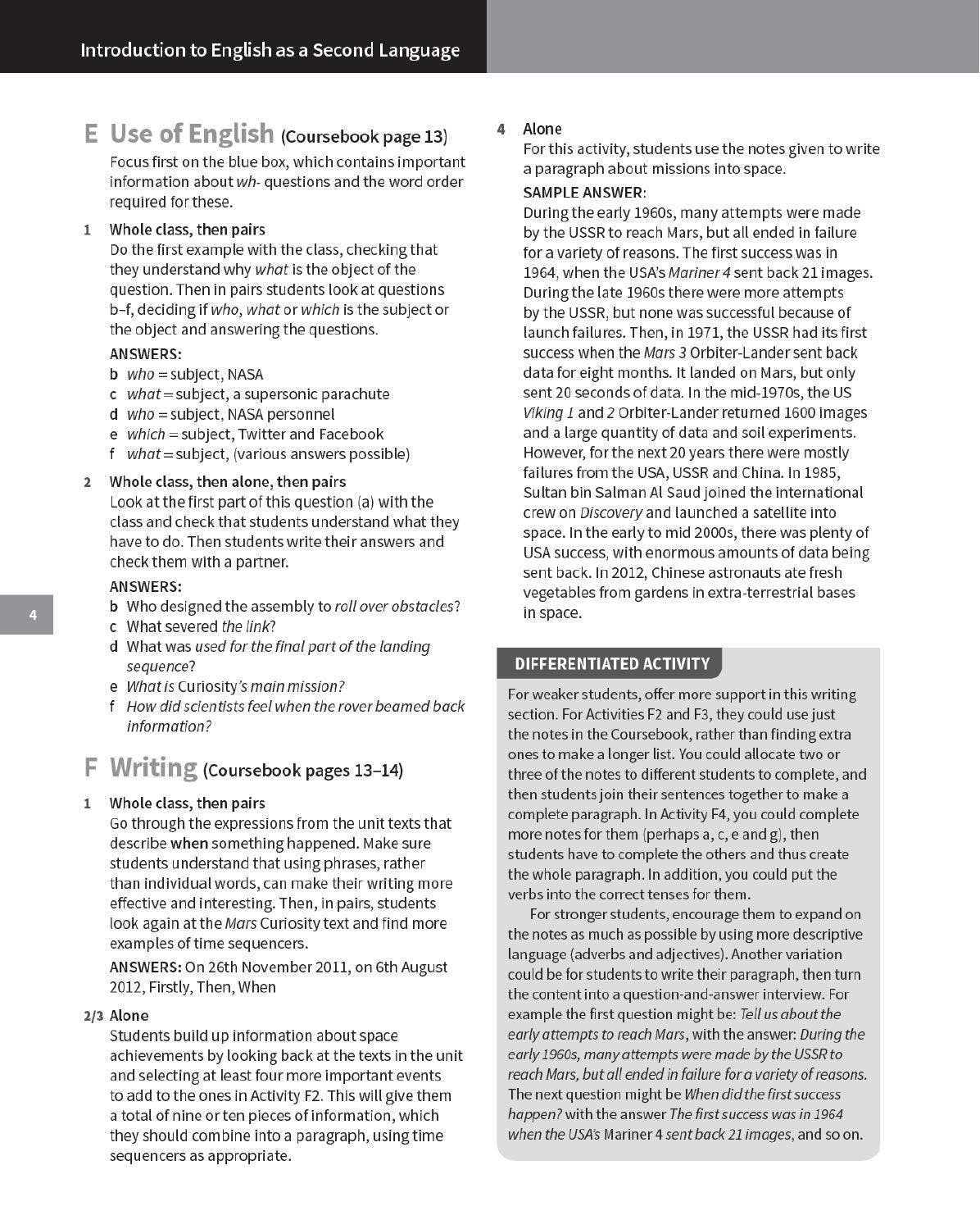 Introduction to English as a Second Language Teacher's Book (revised ...