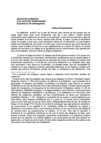 pics Estratagema Sinonimo schopenhauer dialectica eristica o el