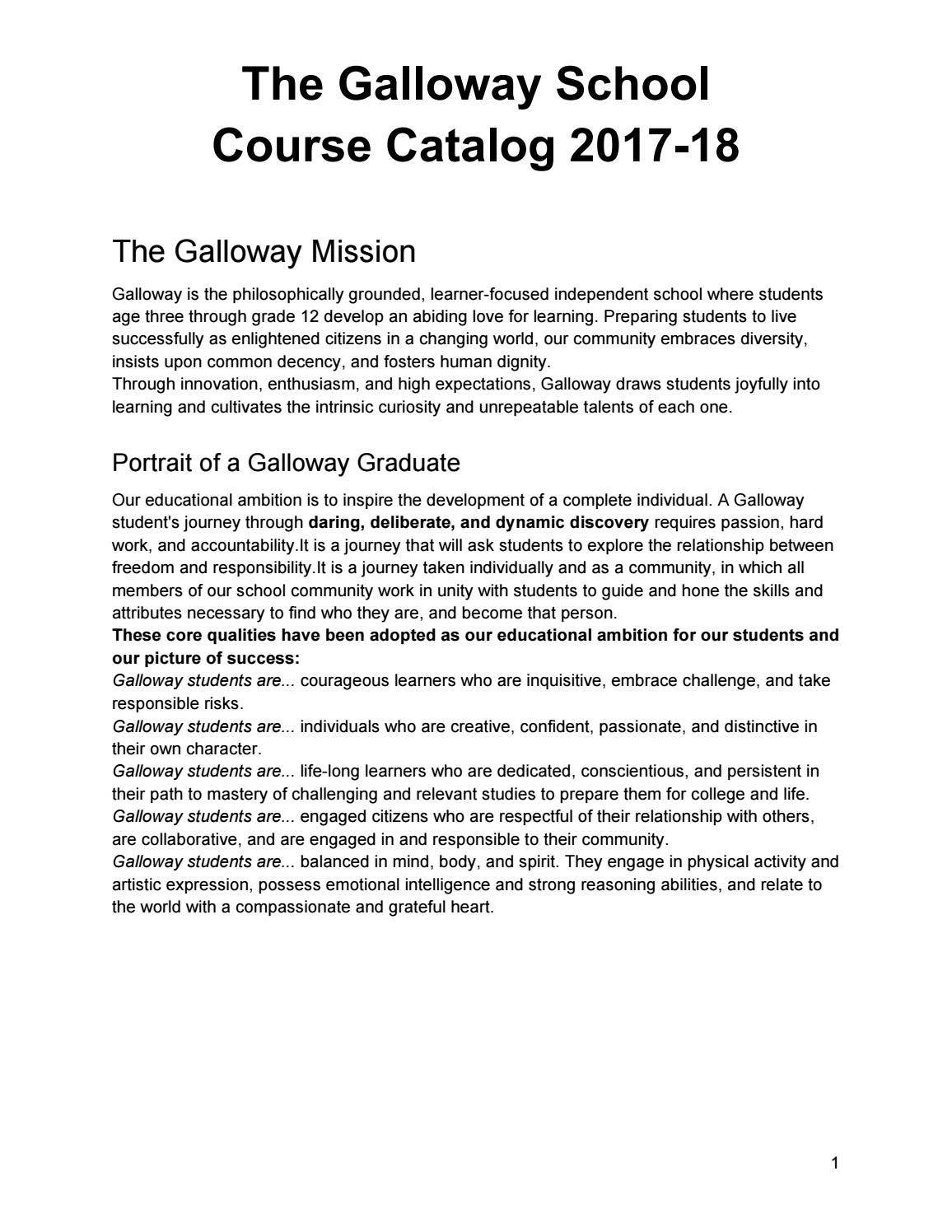 Upper Learning course catalog 201718 by The Galloway School Issuu