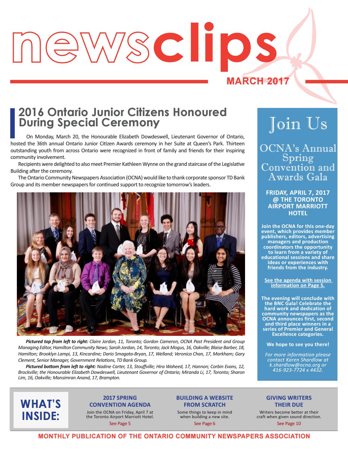 NewsClips March 2017 by Ontario Community Newspapers Association Issuu