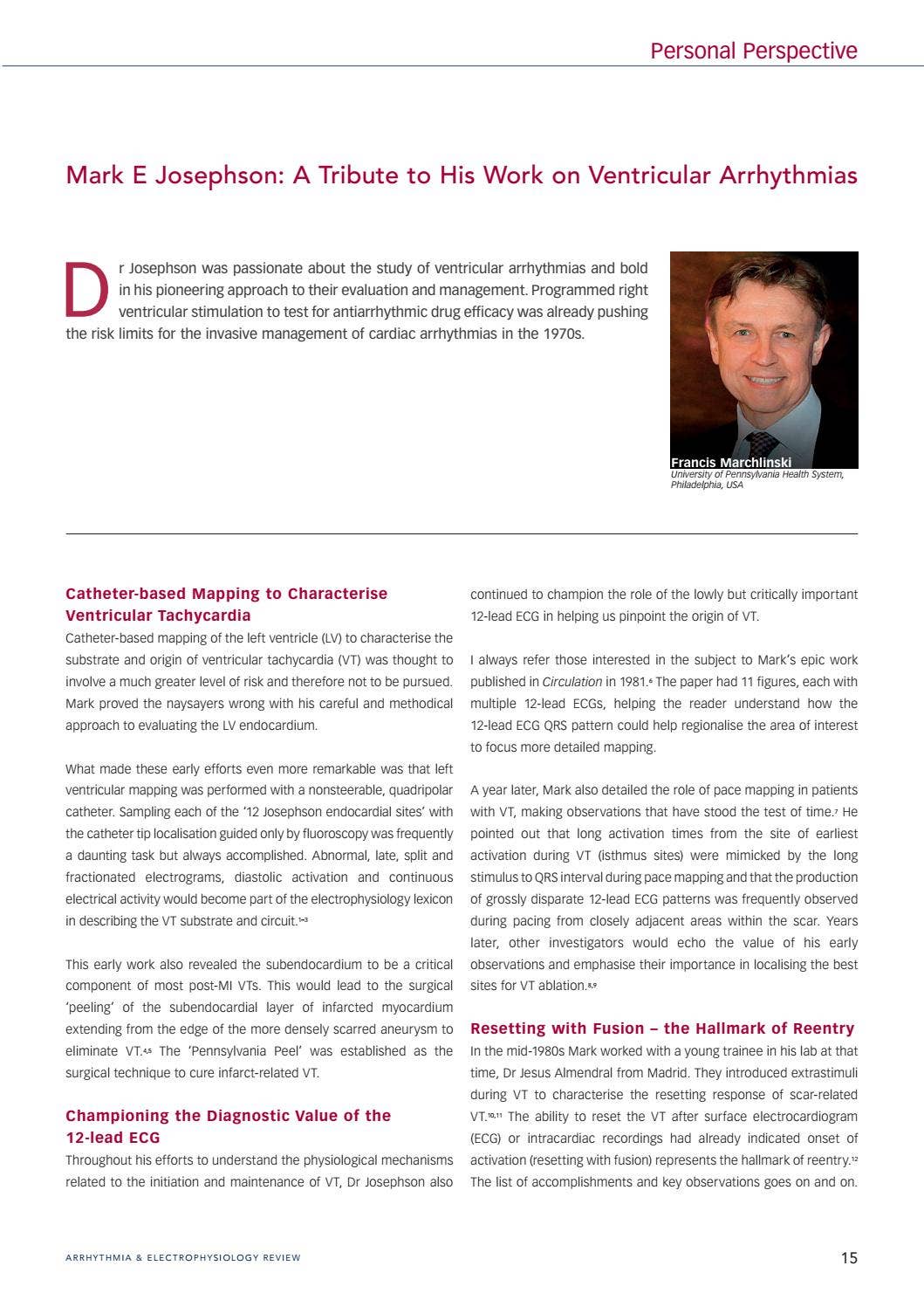 AER 6.1 Mark E Josephson Tribute by Radcliffe Cardiology Issuu