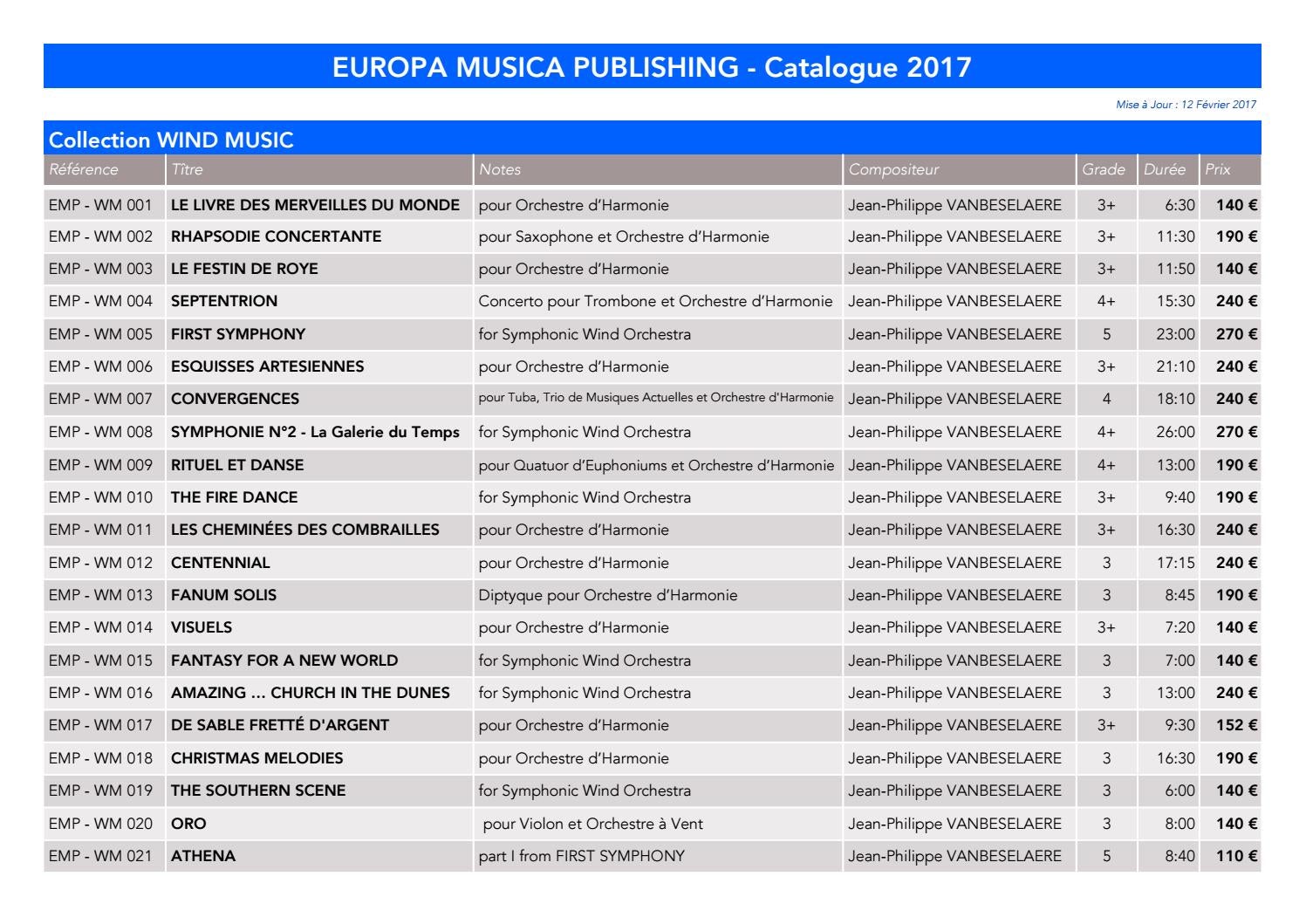 Europa Musica Publishing catalogue 2017 by édition LettMotif Issuu