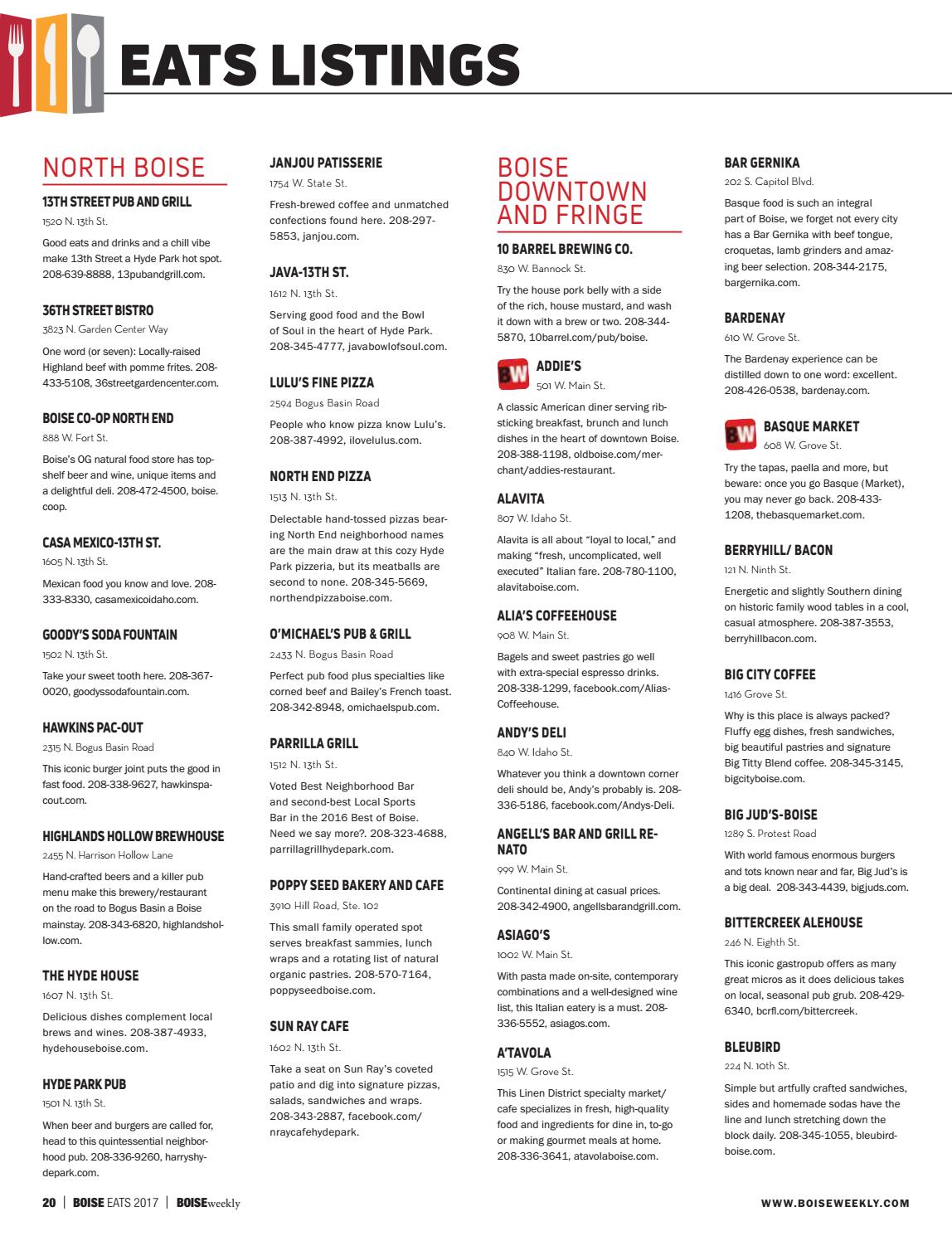 Boise Eats Boise Drinks 2017 by Boise Weekly Issuu