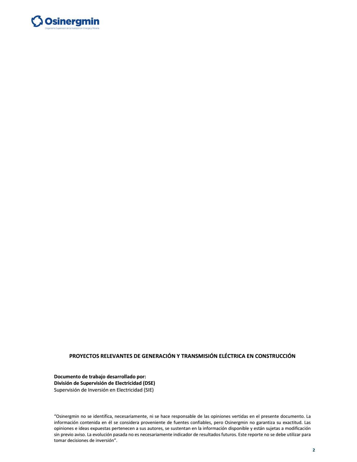 Proyectos relevantes de generación y transmisión de energía en ...