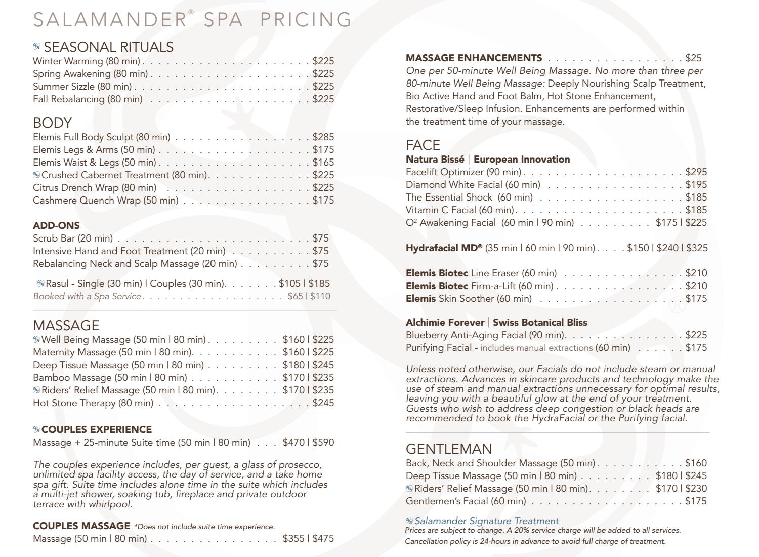 Salamander Resort & Spa Price Card by Salamander Hotels & Resorts issuu