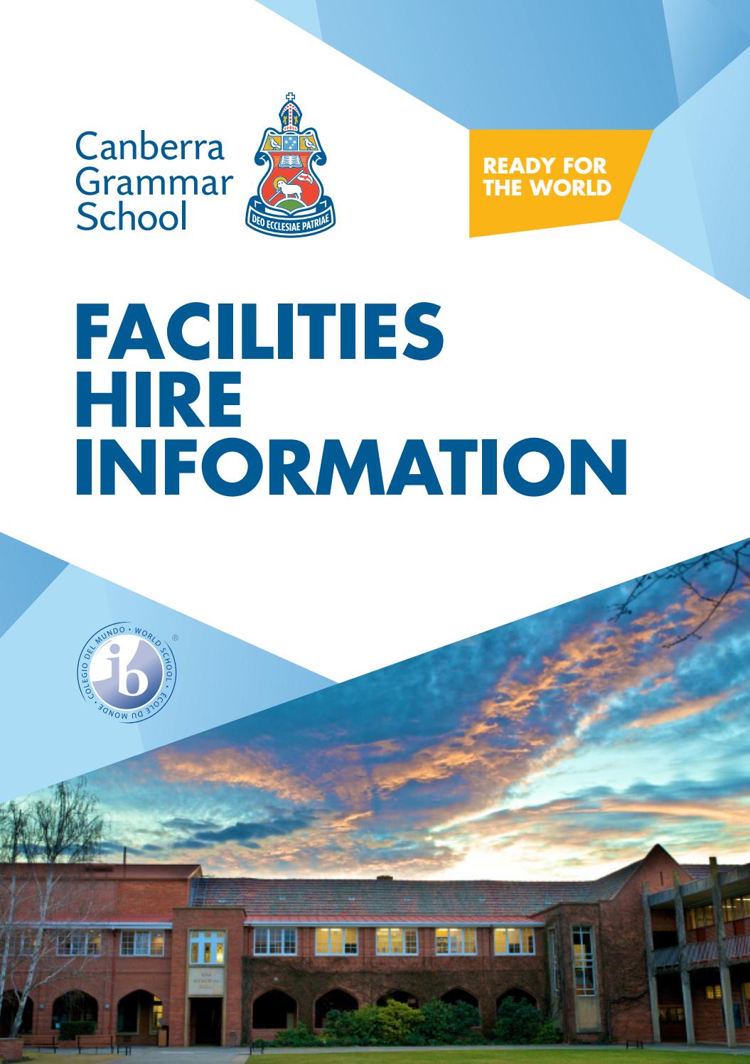CGS Facilities Hire Information by Canberra Grammar School Issuu