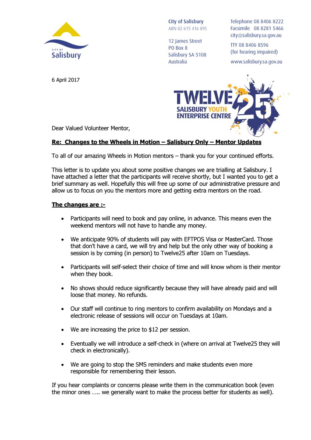 Wheels in motion mentors update by Twelve25 Salisbury Youth Enterprise