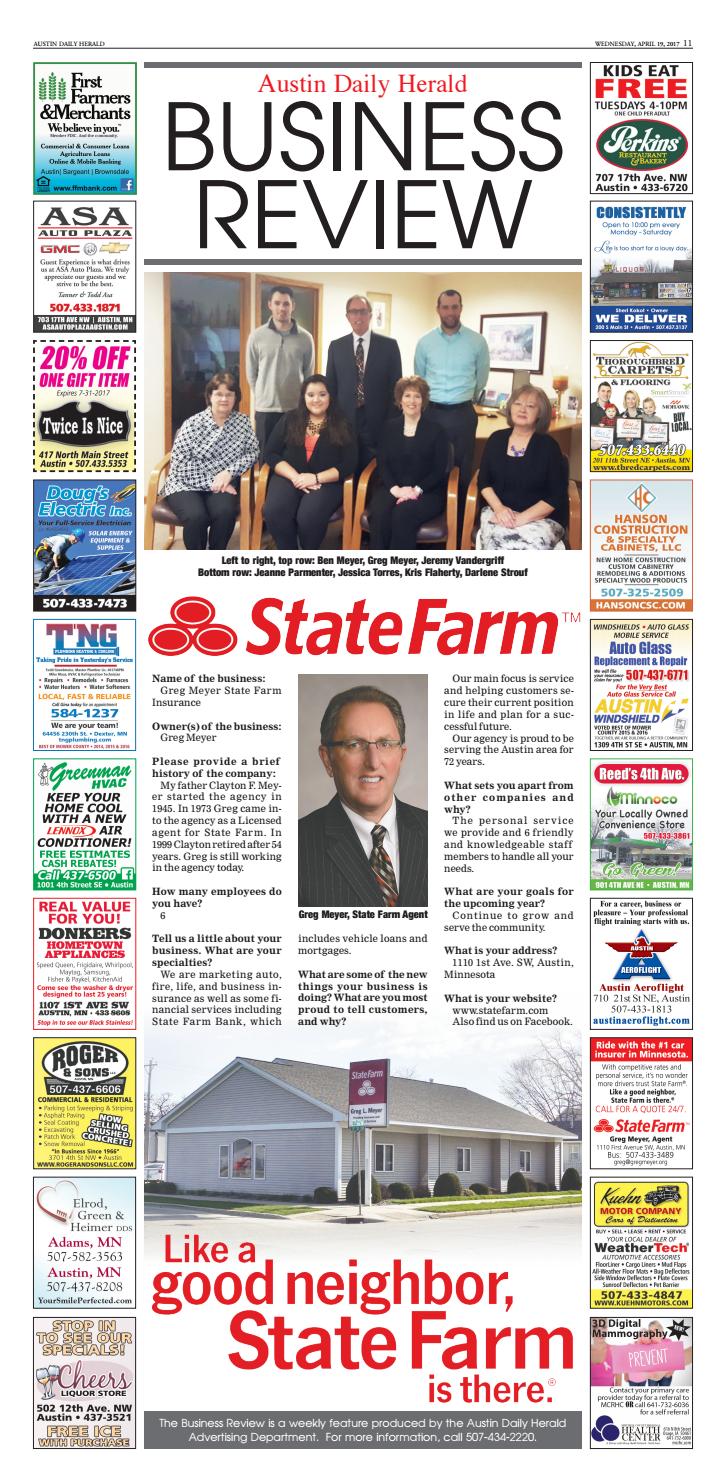 Business Review - Greg Meyer, State Farm Insurance by Austin Daily