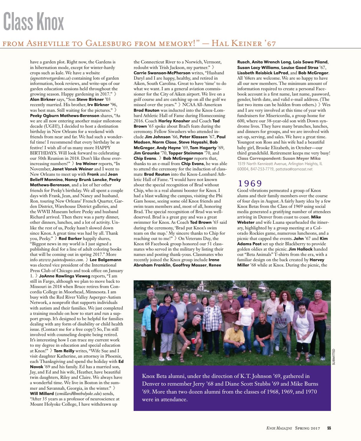Knox Magazine Spring 2017 by Knox College Issuu