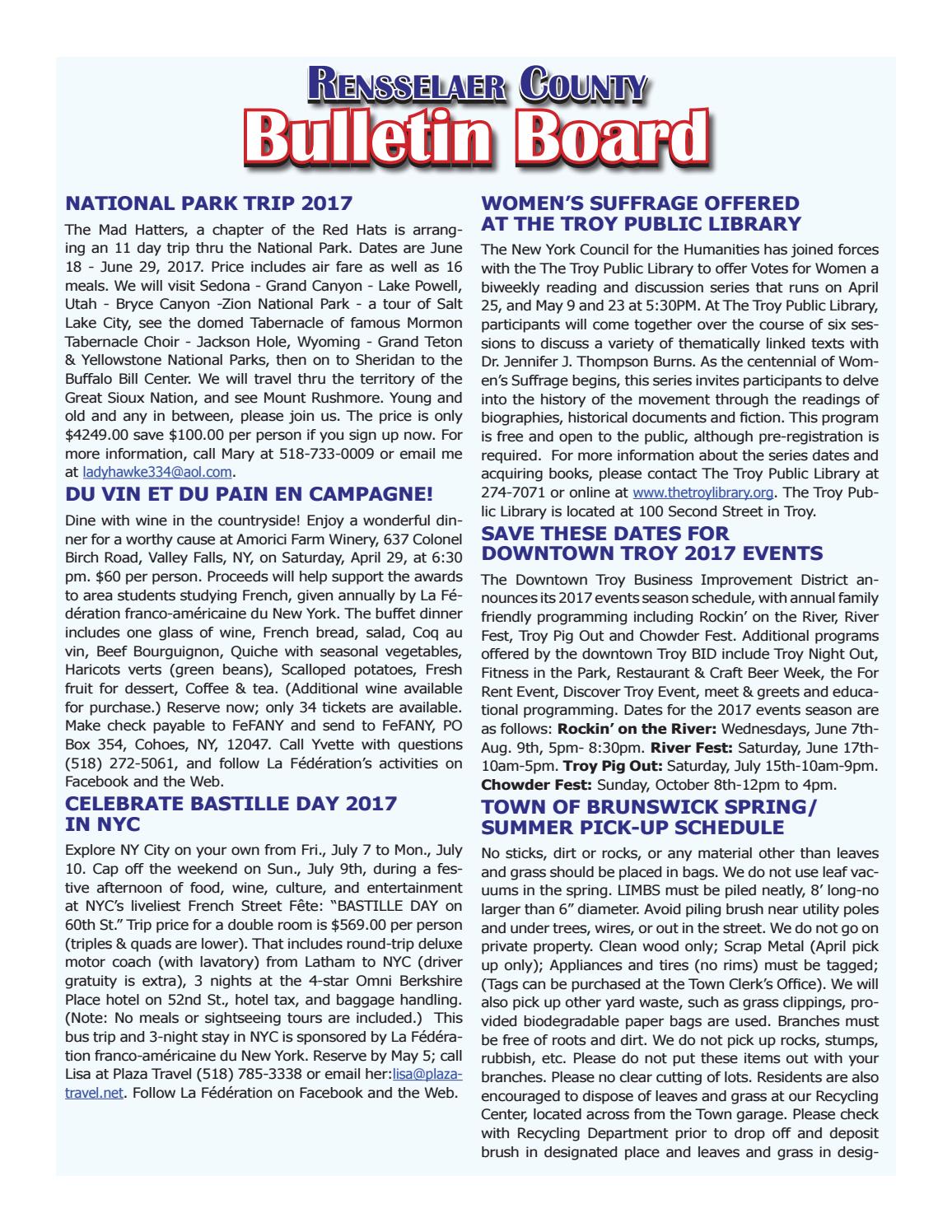Rensselaer County Bulletins 042717 by Capital Region Weekly Newspapers