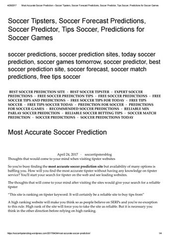 Most Accurate Soccer Prediction By Soccertipsters Issuu