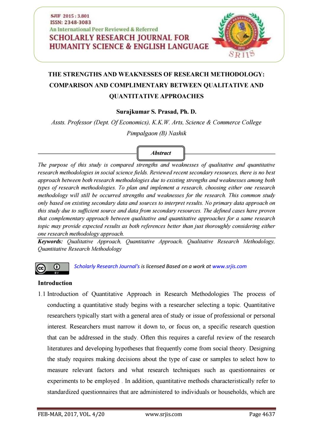  Strengths And Weaknesses Of Quantitative Research Compare The 