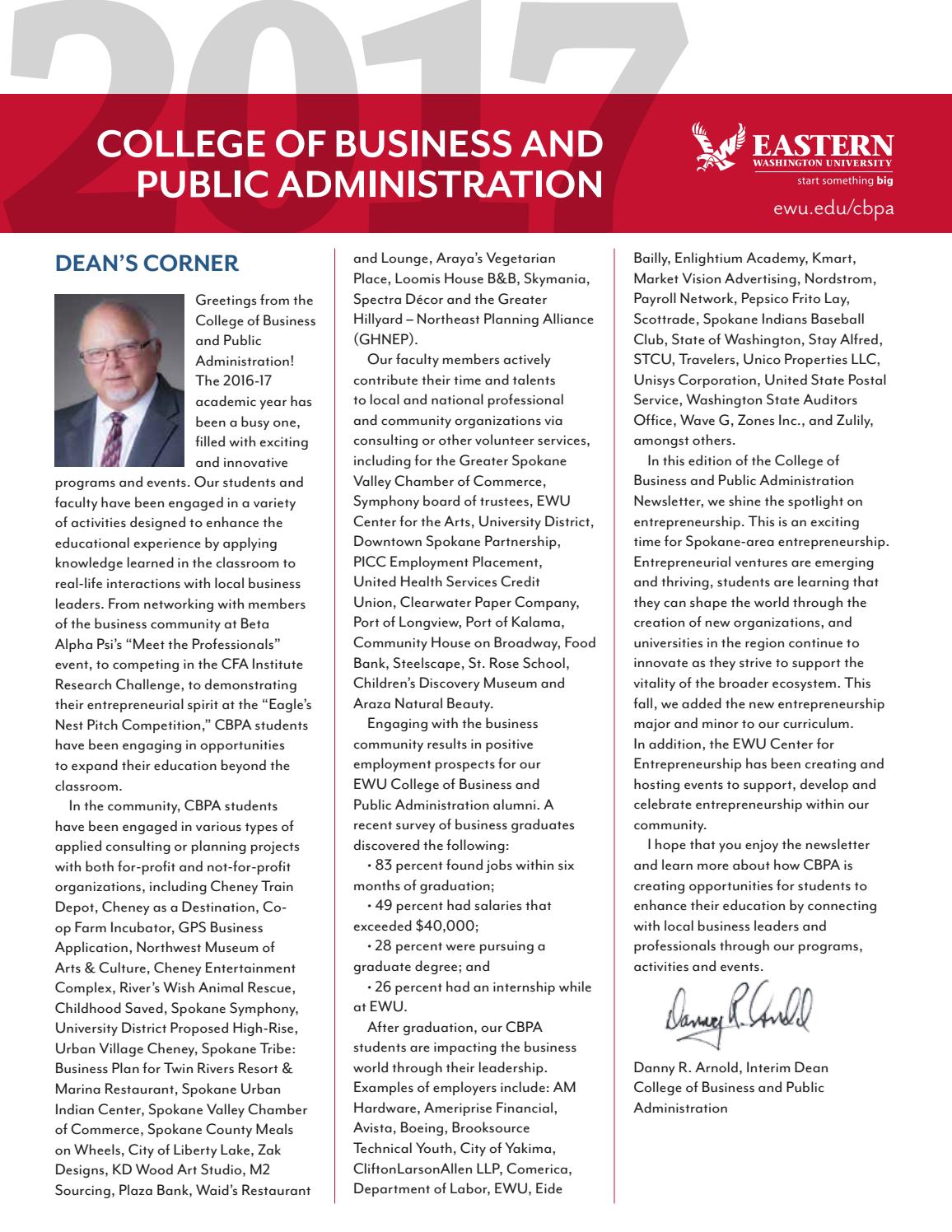 EWU CBPA Newsletter | Spring 2017 by Eastern Washington University - Issuu