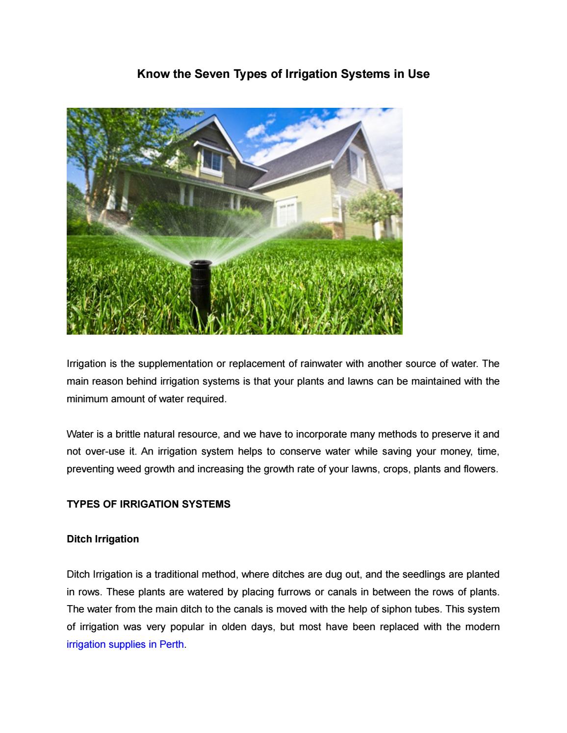 Know the Seven Types of Irrigation Systems in Use by Rural Fencing