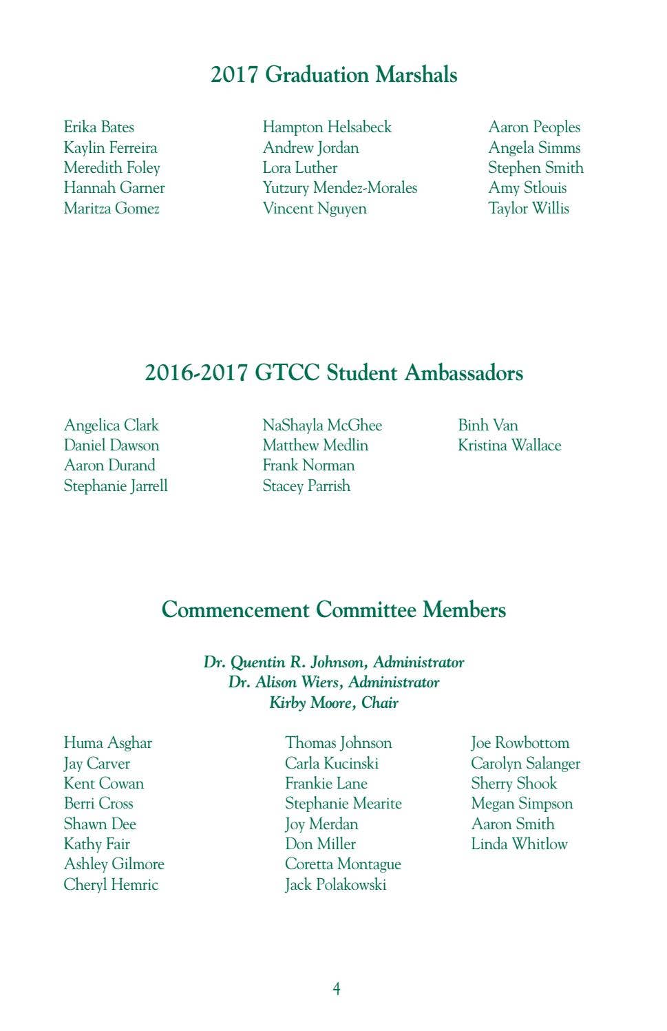 GTCC 2017 Commencement Program by Guilford Technical Community College