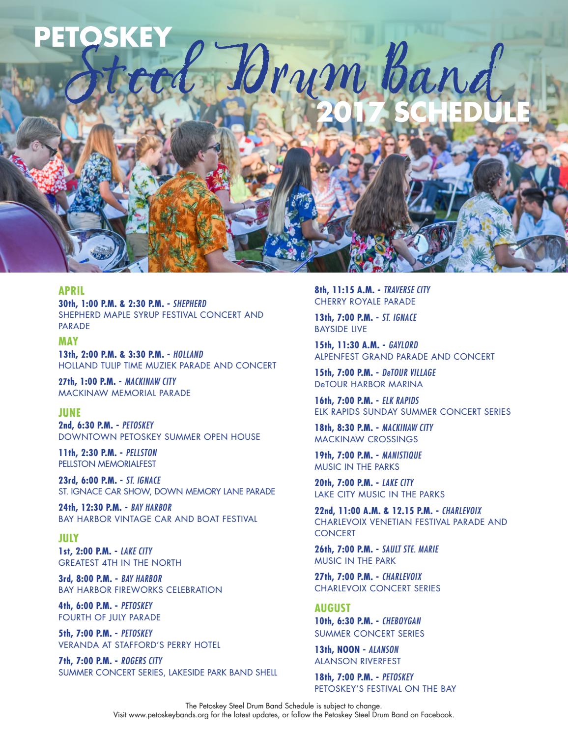 Petoskey High School Steel Drum Band 2017 Program by Mitchell Graphics