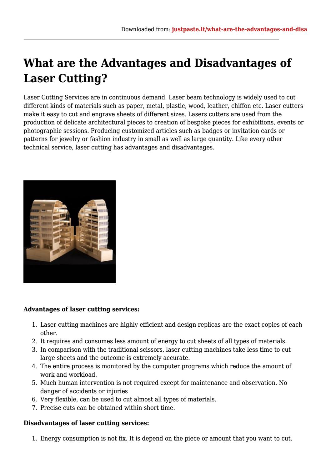 What are the advantages and disadvantages of laser cutting by Capital