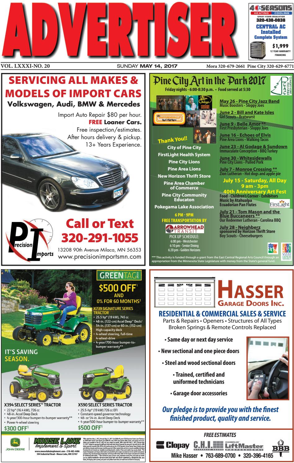 Pine Advertiser 51417 By Kanabec County Times City Pioneer Issuu