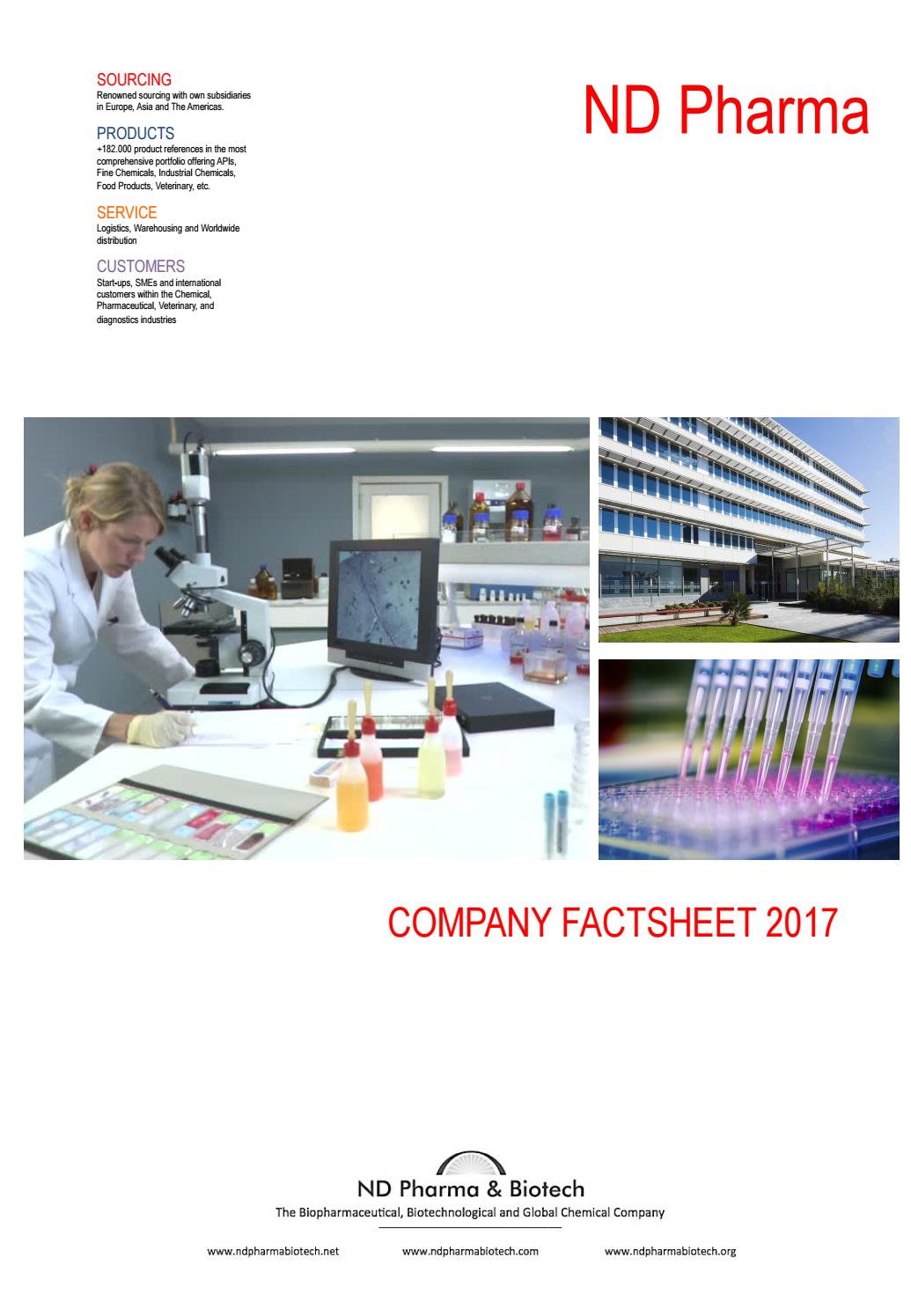 ND Pharma · Company Factsheet 2017 by ND Pharma & Biotech Issuu