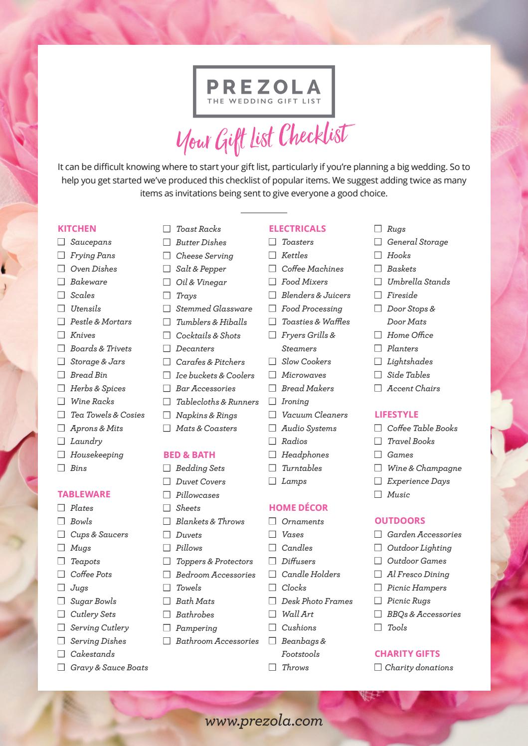 Prezola Gift List Checklist by Prezola Issuu